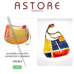 ASTOR VENEZIA ACQUERELLO AVORIO hand painted soft leather handbag unique colors